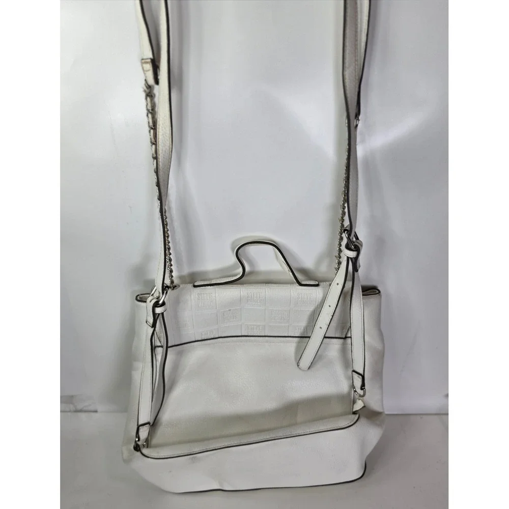 Steve Madden White Monogram Backpack Purse Crossbody Bag BSeyda Faux Leather SM